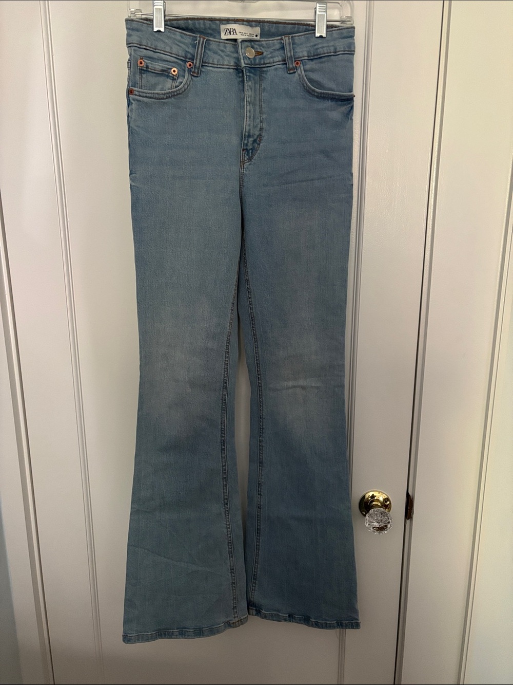 Zara Light Blue Flared Wide-Leg Jeans
